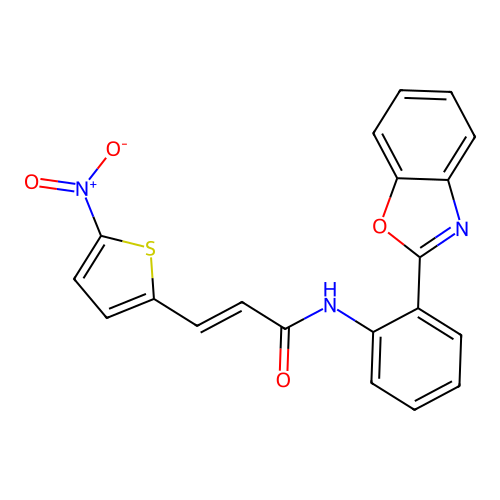 (E)-N-(2-(benzo[d]oxazol-2-yl)phenyl)-3-(5-nitrothiophen-2-yl)acrylamide structure