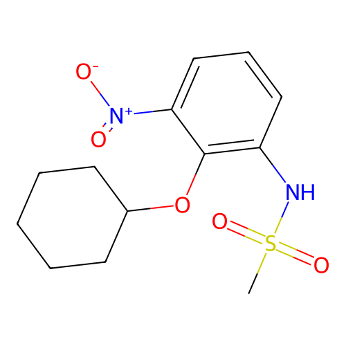 N-(2-cyclohexyloxy-3-nitro-phenyl)methanesulfonamide structure
