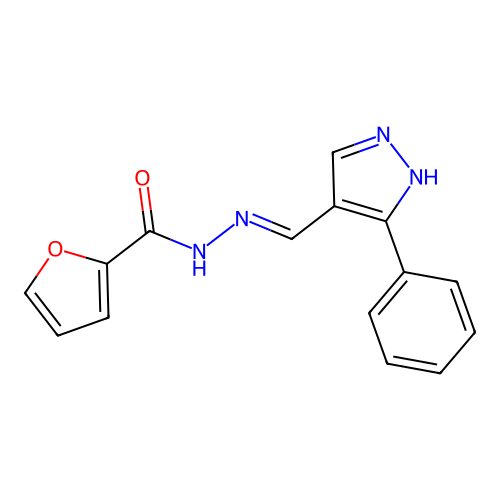 N'-[(5-phenyl-1H-pyrazol-4-yl)methylidene]furan-2-carbohydrazide structure