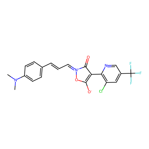 4-[3-chloro-5-(trifluoromethyl)-2-pyridinyl]-2-{3-[4-(dimethylamino)phenyl]-2-propenylidene}-5-oxo-2,5-dihydroisoxazol-2-ium-3-olate structure