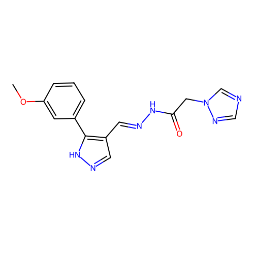 N'-{(E)-[3-(3-methoxyphenyl)-1H-pyrazol-4-yl]methylidene}-2-(1H-1,2,4-triazol-1-yl)acetohydrazide structure