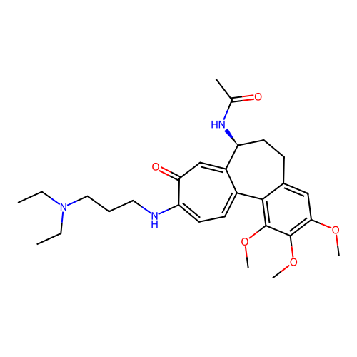 (S)-N-(10-((3-(diethylamino)propyl)amino)-1,2,3-trimethoxy-9-oxo-5,6,7,9-tetrahydrobenzo[a]heptalen-7-yl)acetamide structure