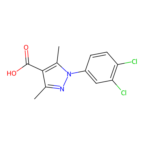 1-(3,4-dichlorophenyl)-3,5-dimethyl-1H-pyrazole-4-carboxylic acid structure