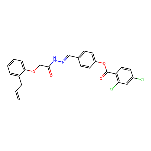 4-((E)-{2-[2-(2-allylphenoxy)acetyl]hydrazono}methyl)phenyl 2,4-dichlorobenzoate structure