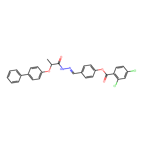 [4-[[2-(4-phenylphenoxy)propanoylhydrazinylidene]methyl]phenyl] 2,4-dichlorobenzoate structure