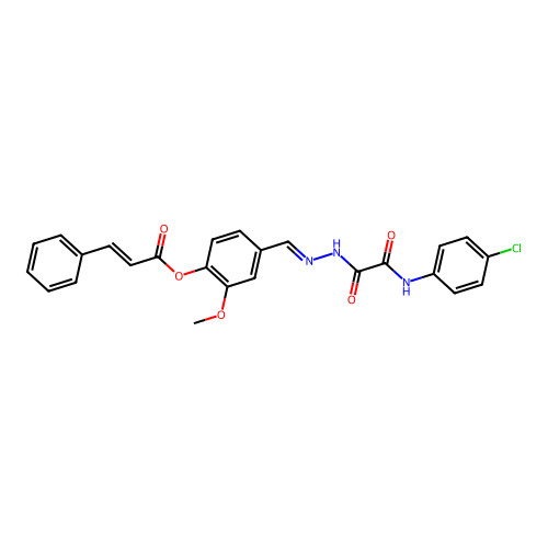 4-(2-((4-CL-Anilino)(oxo)acetyl)carbohydrazonoyl)-2-meo-phenyl 3-phenylacrylate structure