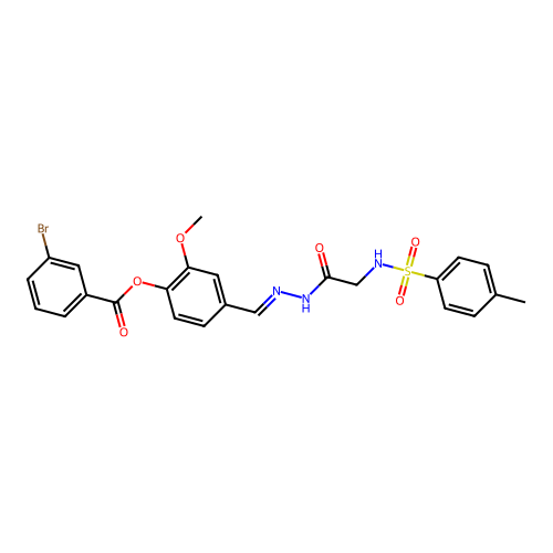 2-Meo-4-(2-((((4-ME-PH)sulfonyl)amino)acetyl)carbohydrazonoyl)PH 3-bromobenzoate structure