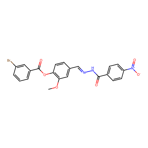 2-Methoxy-4-(2-(4-nitrobenzoyl)carbohydrazonoyl)phenyl 3-bromobenzoate structure
