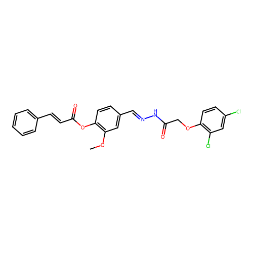 4-(2-((2,4-Dichlorophenoxy)acetyl)carbohydrazonoyl)-2-meo-phenyl 3-PH-acrylate structure