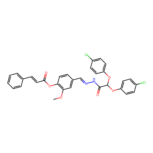 4-(2-(Bis(4-chlorophenoxy)acetyl)carbohydrazonoyl)-2-methoxyphenyl 3-PH-acrylate structure