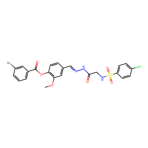 4-(2-((((4-CL-PH)Sulfonyl)amino)AC)carbohydrazonoyl)-2-meo-PH 3-bromobenzoate structure