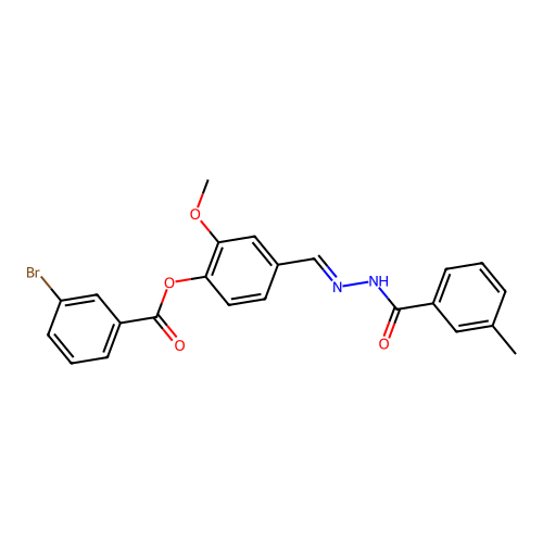 2-Methoxy-4-(2-(3-methylbenzoyl)carbohydrazonoyl)phenyl 3-bromobenzoate structure