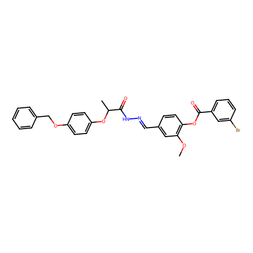 4-(2-(2-(4-(Benzyloxy)phenoxy)propanoyl)carbohydrazonoyl)-2-meo-PH 3-BR-benzoate structure