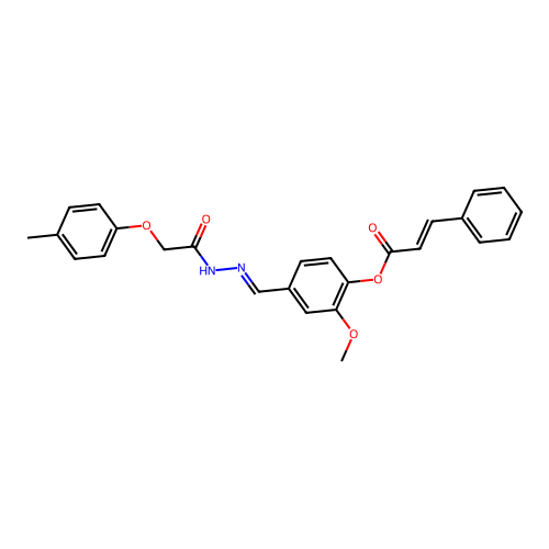 2-Methoxy-4-(2-((4-methylphenoxy)acetyl)carbohydrazonoyl)phenyl 3-phenylacrylate structure