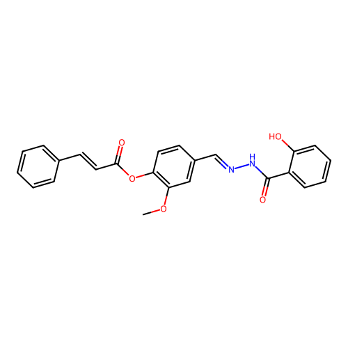 [4-[[(2-hydroxybenzoyl)hydrazinylidene]methyl]-2-methoxy-phenyl] 3-phenylprop-2-enoate structure