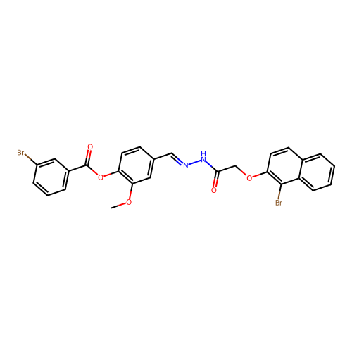 4-[(E)-({[(1-bromo-2-naphthyl)oxy]acetyl}hydrazono)methyl]-2-methoxyphenyl 3-bromobenzoate structure