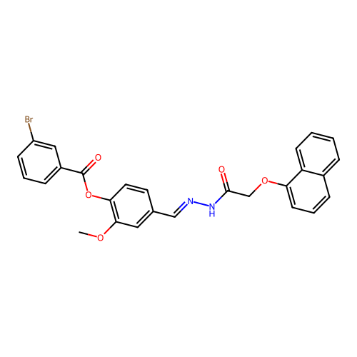 2-Methoxy-4-(2-((1-naphthyloxy)acetyl)carbohydrazonoyl)phenyl 3-bromobenzoate structure