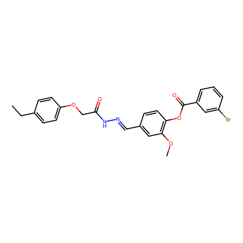 [4-[[[2-(4-ethylphenoxy)acetyl]hydrazinylidene]methyl]-2-methoxy-phenyl] 3-bromobenzoate structure