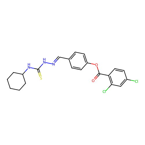 4-(2-((Cyclohexylamino)carbothioyl)carbohydrazonoyl)phenyl 2,4-dichlorobenzoate structure