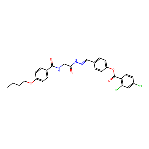 4-(2-(((4-Butoxybenzoyl)amino)AC)carbohydrazonoyl)phenyl 2,4-dichlorobenzoate structure