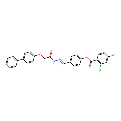 4-(2-(((1,1'-Biphenyl)-4-yloxy)AC)carbohydrazonoyl)phenyl 2,4-dichlorobenzoate structure
