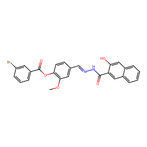 4-(2-(3-Hydroxy-2-naphthoyl)carbohydrazonoyl)-2-methoxyphenyl 3-bromobenzoate structure