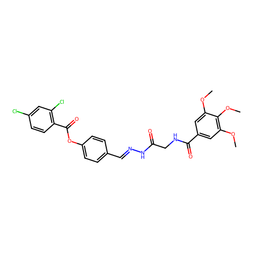 4(2-(((3,4,5-Trimethoxybenzoyl)amino)AC)carbohydrazonoyl)PH 2,4-dichlorobenzoate structure