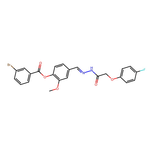 4-(2-((4-Fluorophenoxy)acetyl)carbohydrazonoyl)-2-methoxyphenyl 3-bromobenzoate structure
