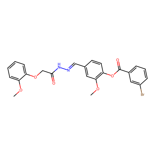 2-Methoxy-4-(2-((2-methoxyphenoxy)acetyl)carbohydrazonoyl)phenyl 3-bromobenzoate structure