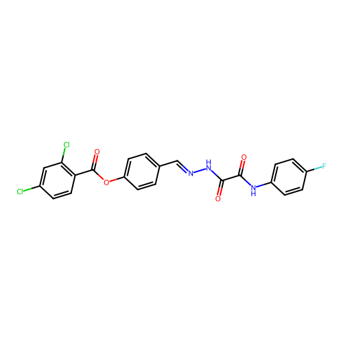 4-(2-((4-Fluoroanilino)(oxo)acetyl)carbohydrazonoyl)phenyl 2,4-dichlorobenzoate structure