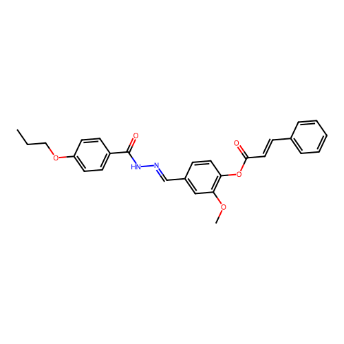 2-Methoxy-4-(2-(4-propoxybenzoyl)carbohydrazonoyl)phenyl 3-phenylacrylate structure