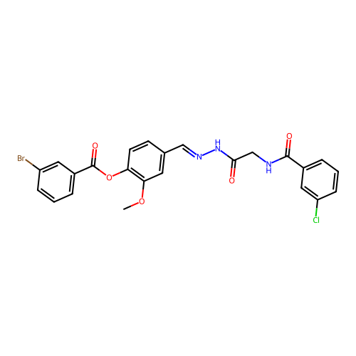 4-(2-(((3-Chlorobenzoyl)amino)AC)carbohydrazonoyl)-2-meo-phenyl 3-bromobenzoate structure