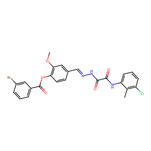 4-(2-((3-CL-2-Methylanilino)(oxo)AC)carbohydrazonoyl)-2-meo-PH 3-bromobenzoate structure