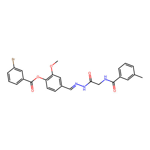 2-Meo-4-(2-(((3-methylbenzoyl)amino)AC)carbohydrazonoyl)phenyl 3-bromobenzoate structure