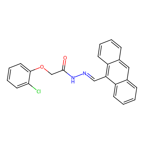 N-(anthracen-9-ylmethylideneamino)-2-(2-chlorophenoxy)acetamide structure