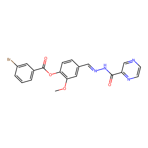 2-Methoxy-4-(2-(2-pyrazinylcarbonyl)carbohydrazonoyl)phenyl 3-bromobenzoate structure