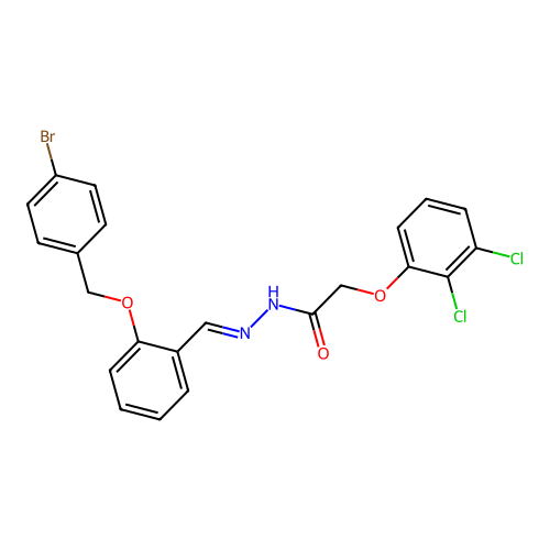 N'-((E)-{2-[(4-bromobenzyl)oxy]phenyl}methylidene)-2-(2,3-dichlorophenoxy)acetohydrazide structure
