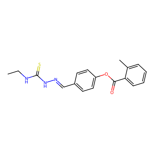 4-(2-((Ethylamino)carbothioyl)carbohydrazonoyl)phenyl 2-methylbenzoate structure