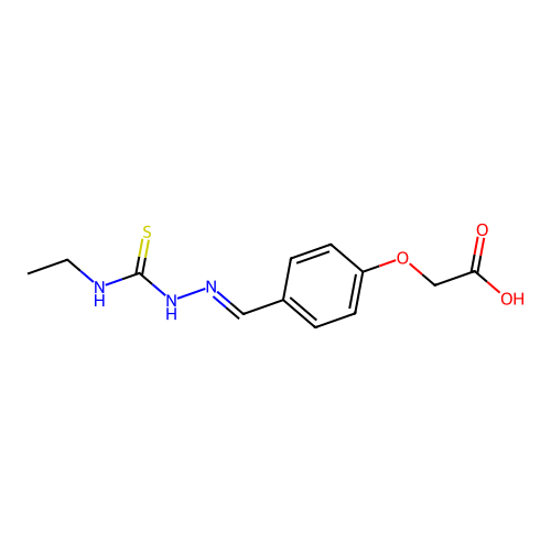 (4-(2-((Ethylamino)carbothioyl)carbohydrazonoyl)phenoxy)acetic acid structure