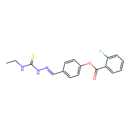 4-(2-((Ethylamino)carbothioyl)carbohydrazonoyl)phenyl 2-fluorobenzoate structure