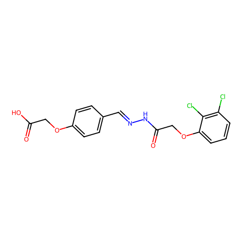 (4-(2-((2,3-Dichlorophenoxy)acetyl)carbohydrazonoyl)phenoxy)acetic acid structure