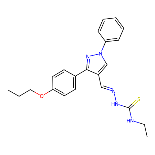 1-Phenyl-3-(4-propoxyphenyl)-1H-pyrazole-4-carbaldehyde N-ethylthiosemicarbazone structure