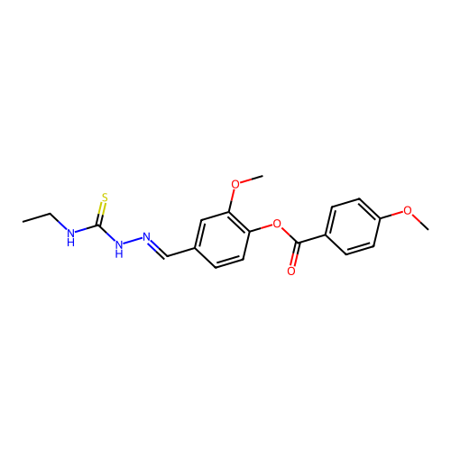 4-(2-((Ethylamino)carbothioyl)carbohydrazonoyl)-2-meo-phenyl 4-methoxybenzoate structure