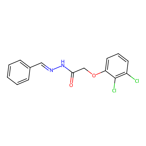 N-(benzylideneamino)-2-(2,3-dichlorophenoxy)acetamide structure