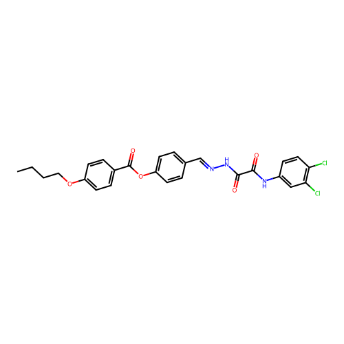 4-(2-((3,4-Dichloroanilino)(oxo)acetyl)carbohydrazonoyl)phenyl 4-butoxybenzoate structure