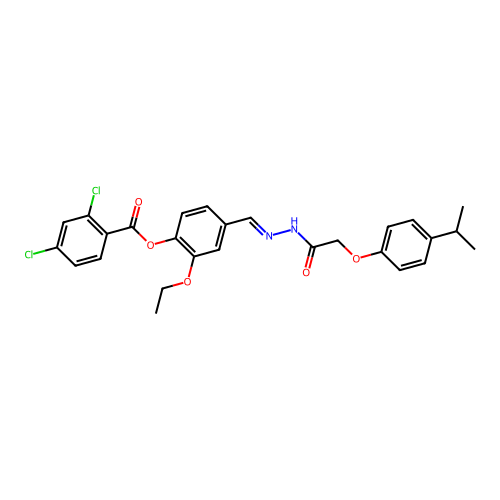 2-ethoxy-4-((E)-{[(4-isopropylphenoxy)acetyl]hydrazono}methyl)phenyl 2,4-dichlorobenzoate structure