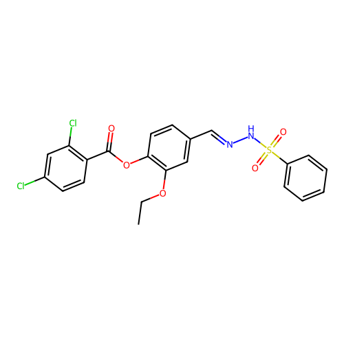 2-Ethoxy-4-(2-(phenylsulfonyl)carbohydrazonoyl)phenyl 2,4-dichlorobenzoate structure