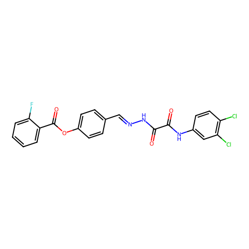 4-(2-((3,4-Dichloroanilino)(oxo)acetyl)carbohydrazonoyl)phenyl 2-fluorobenzoate structure