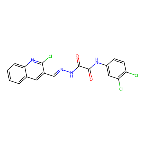 2-(2-((2-CL-3-Quinolinyl)methylene)hydrazino)-N-(3,4-dichloro-PH)-2-oxoacetamide structure