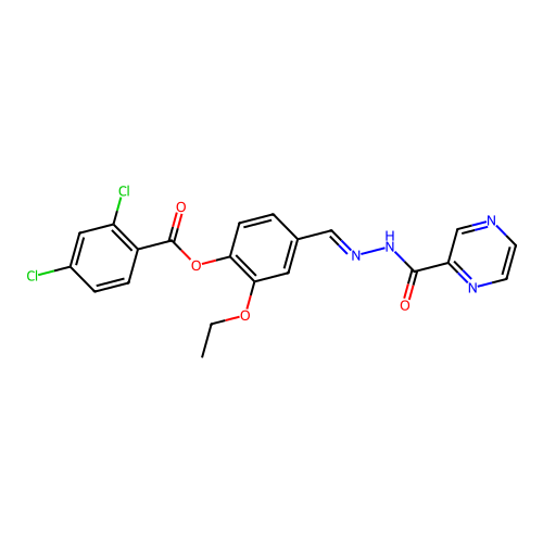 2-Ethoxy-4-(2-(2-pyrazinylcarbonyl)carbohydrazonoyl)phenyl 2,4-dichlorobenzoate structure